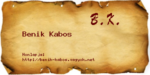 Benik Kabos névjegykártya